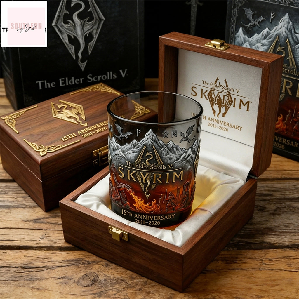 The Elder Scrolls V Skyrim 15Th Anniversary Commemorative Whiskey Glass