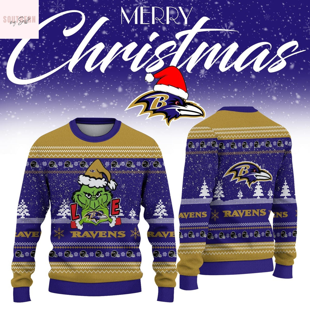 The Grinch Love Baltimore Ravens Ugly Christmas Sweater