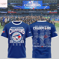 Toronto Blue Jays 2025 World Series Champions 3D T-Shirt