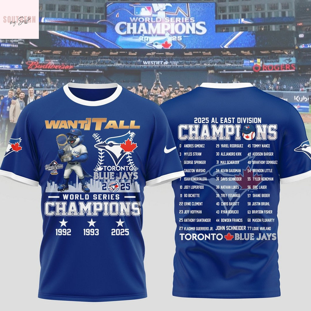 Toronto Blue Jays 2025 World Series Champions AL East Divison 3D T-Shirt