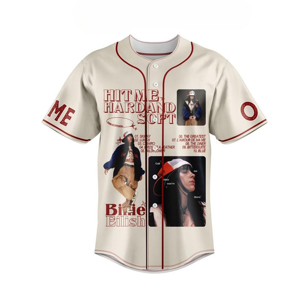 Unique Rolling Stone La Billie Eilish Beige Baseball Jersey