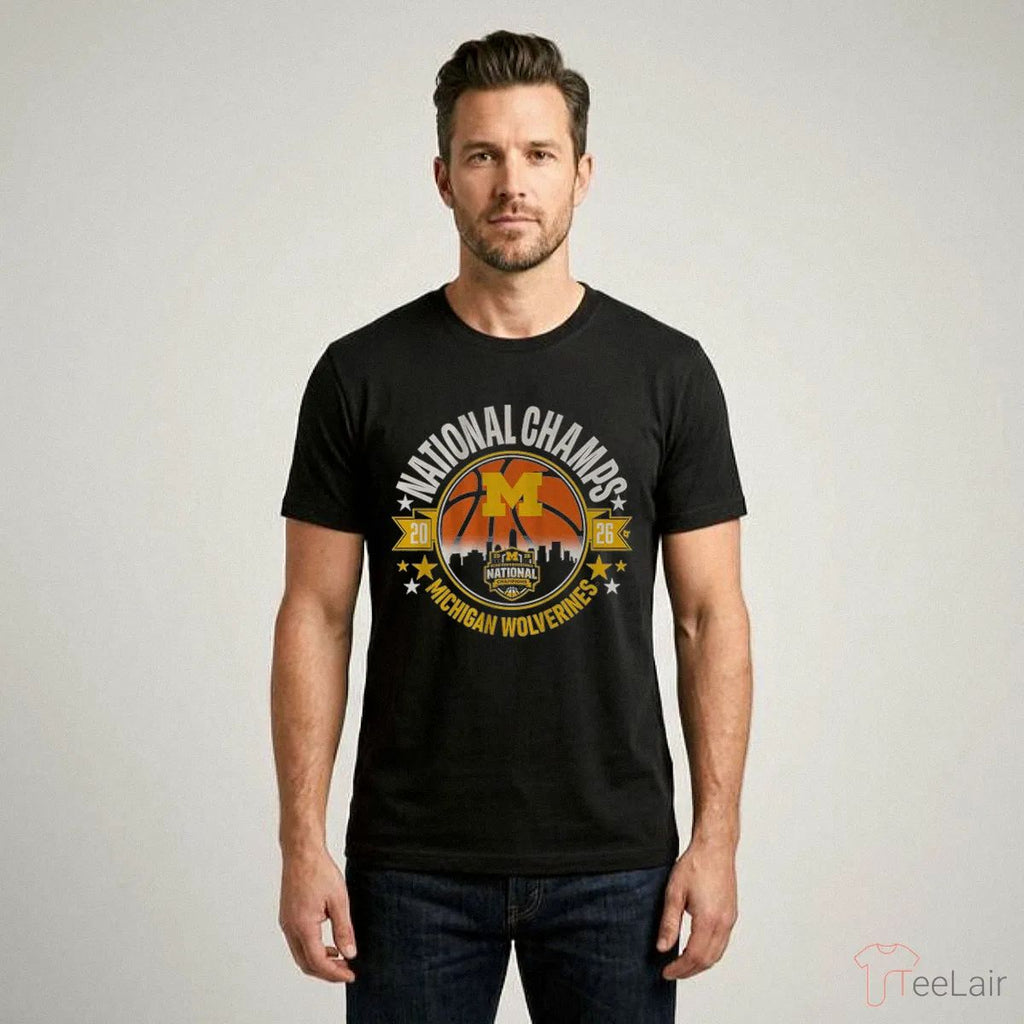 Michigan Wolverines MBB 2026 National Champions Circle Shirt