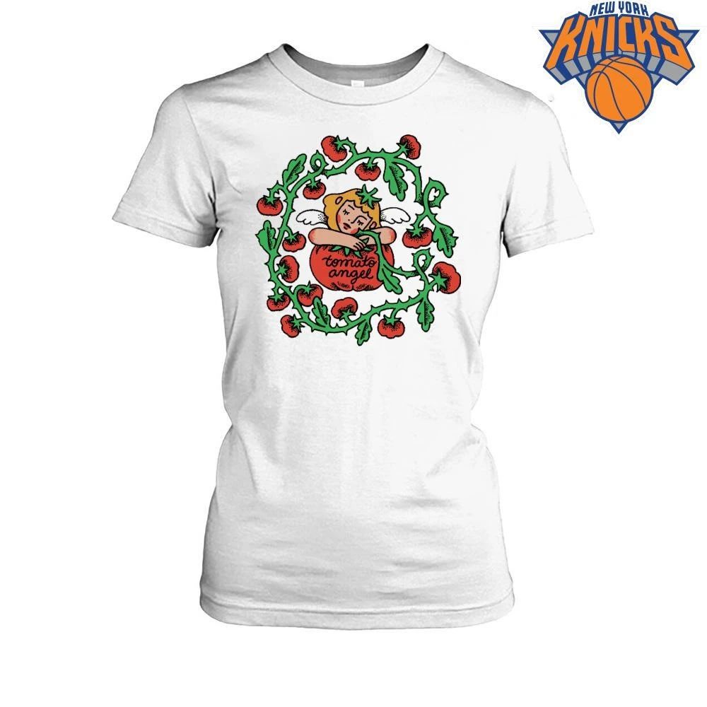 Tomato Angel Vintage Cute Flash Tattoo Style Fruit Illustration Sleeping Girl Aesthetic Shirt