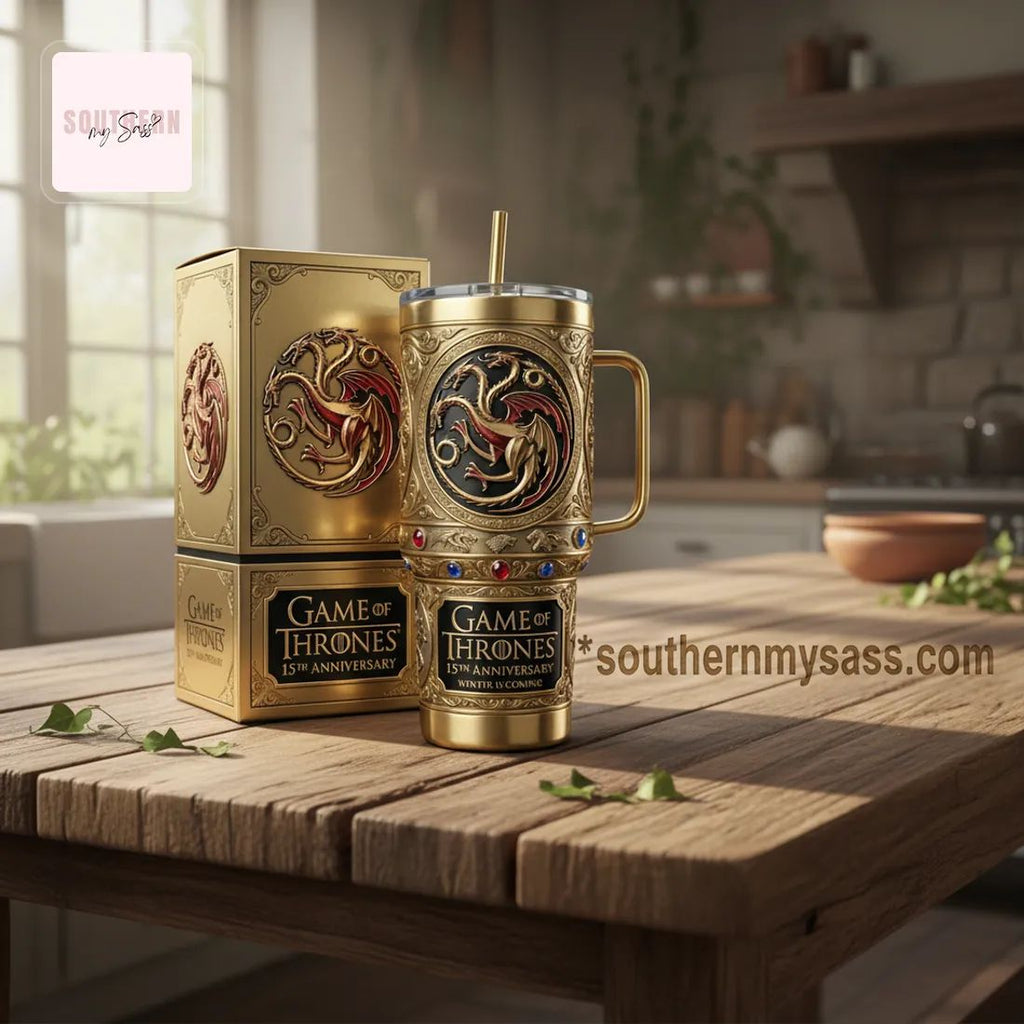 Game of Thrones 15th Anniversary Winter Is Coming Luxury Gold Targaryen 40oz Tumbler