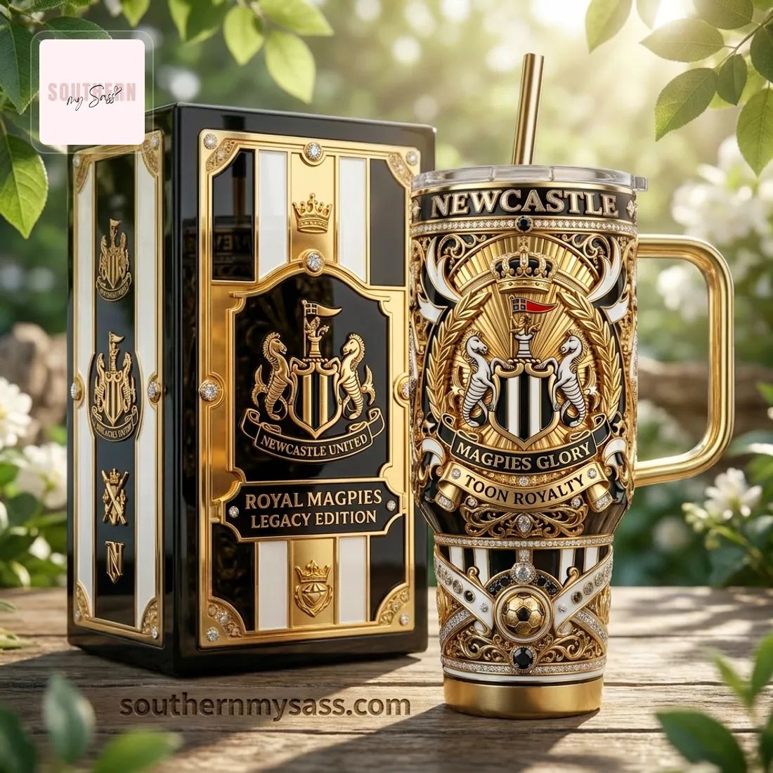 Newcastle United Royal Magpies Luxury 40oz Insulated Tumbler With Handle