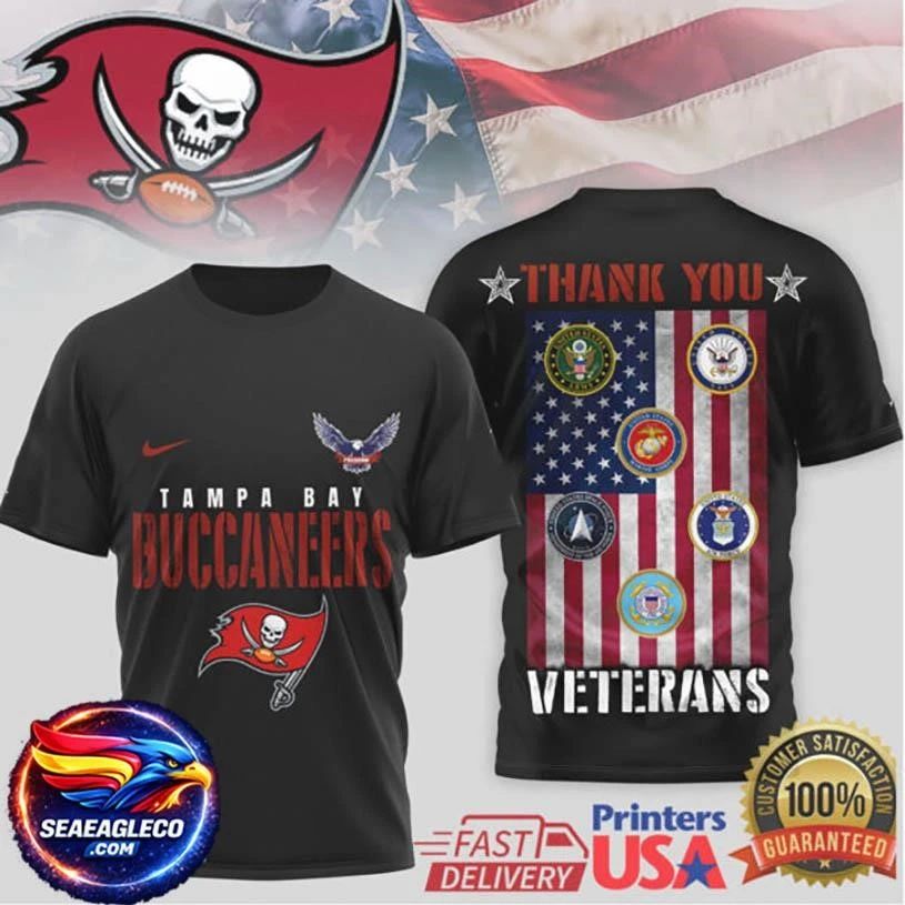 Tampa Bay Buccaneers Veterans Salute American Flag Two Sided Shirt