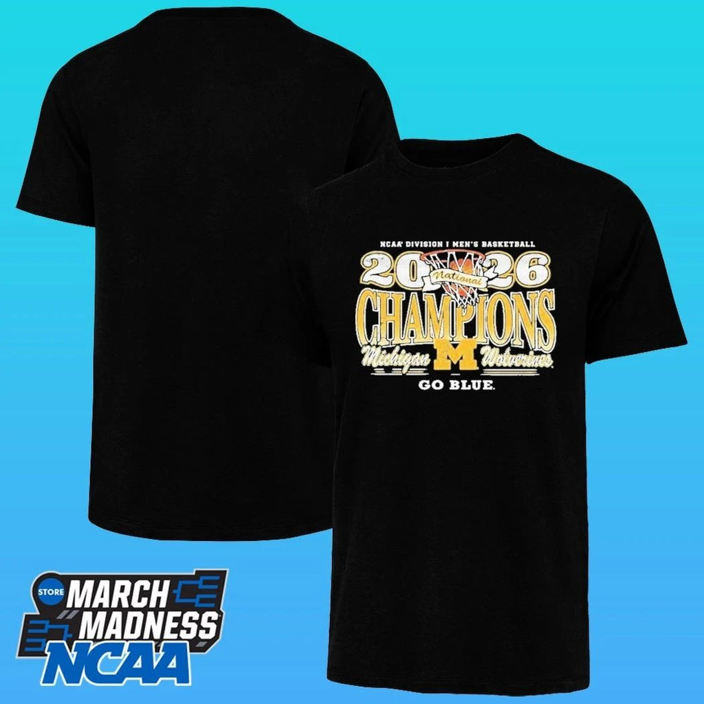 Michigan Wolverines Ncaa Division I Men’s Basketball Champions 2026 Go Blue Hoop Shirt