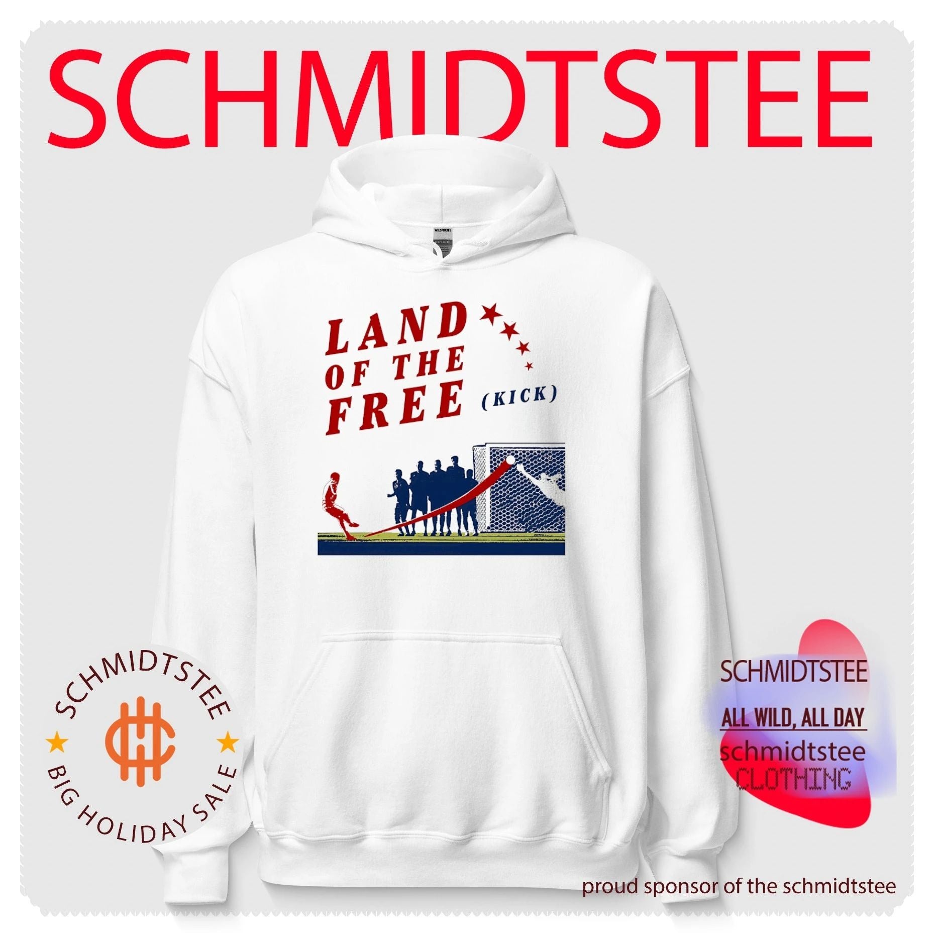 Land of the free kick soccer players graphic shirt