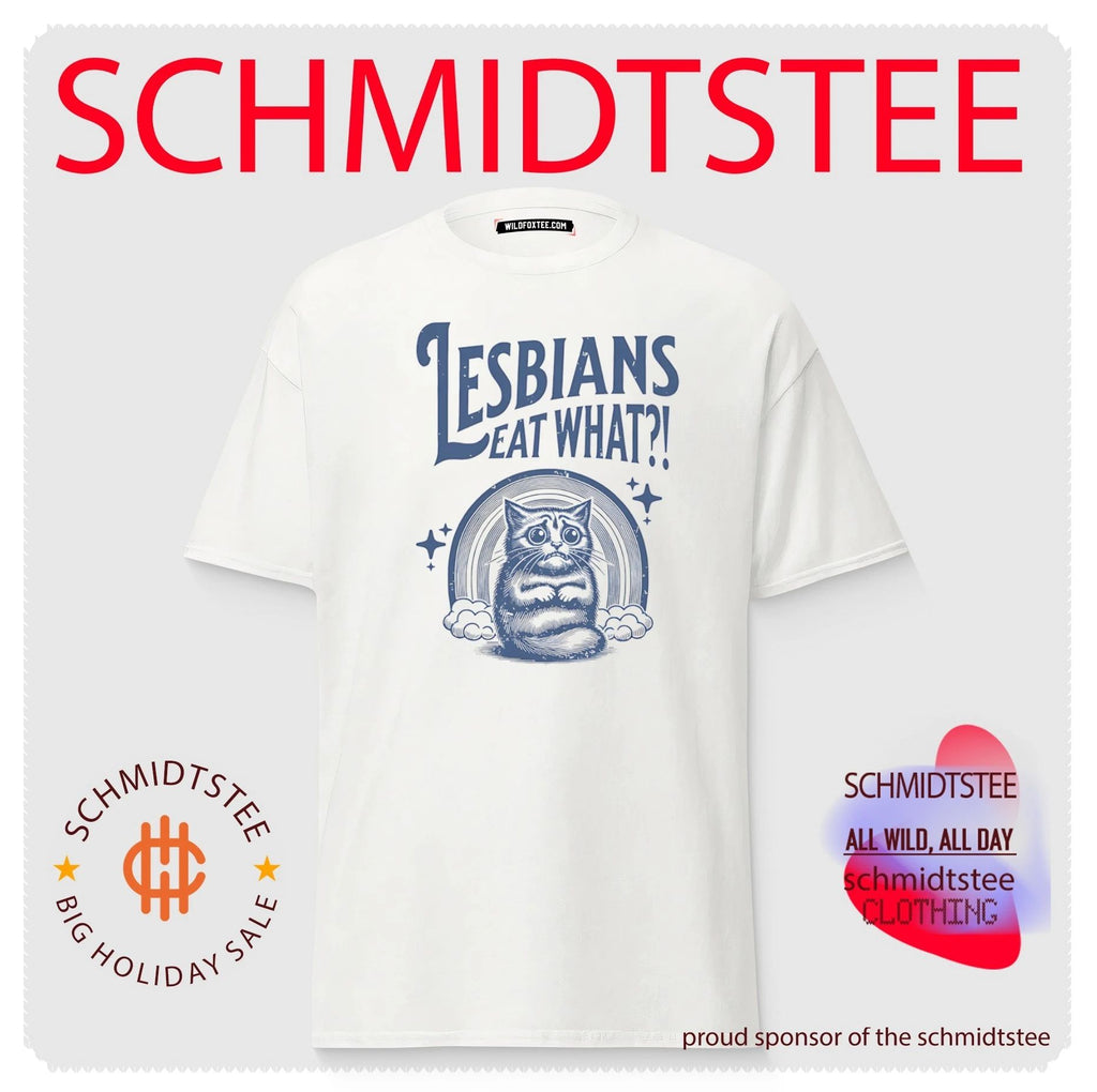 Lesbians Eat What Sad Cat Rainbow lesbian humor shirt