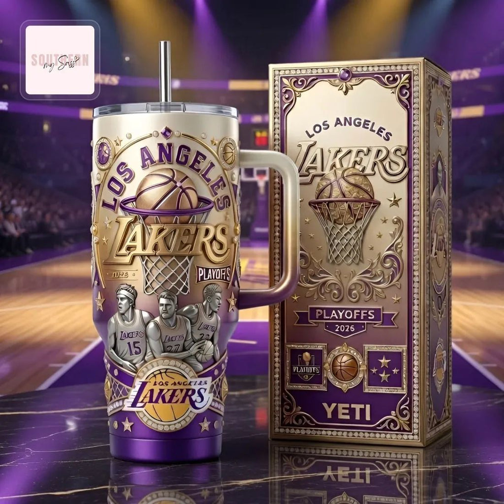 Los Angeles Lakers 2026 Playoffs Premium Gold Purple 40oz Tumbler with Handle