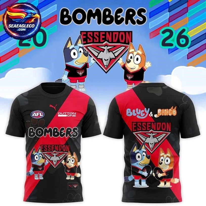 Essendon Bombers ESS x Bluey and Bingo 2026 Two Sided Shirt
