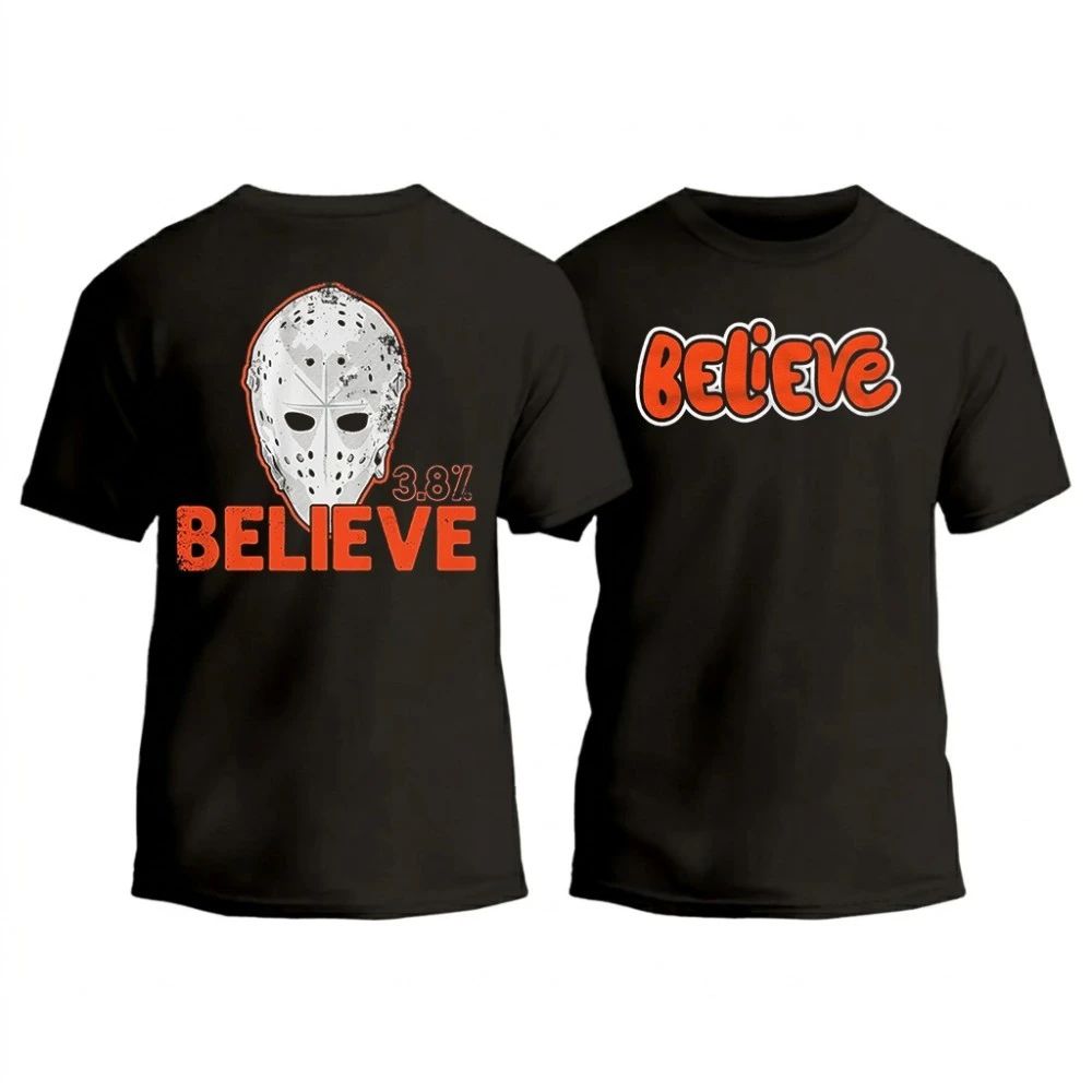 Bernie Parent Believe Mask 3.8 Flyers Hockey Shirt