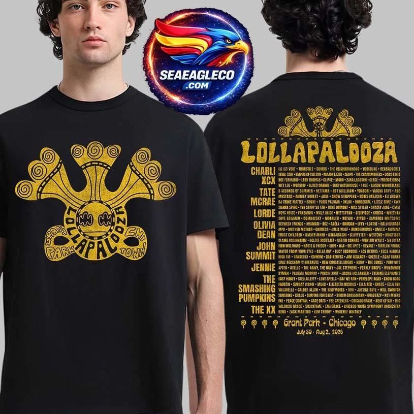 Lollapalooza Chicago 2026 Merch At Grant Park From July 30 To August 2 2026 Guide Lineup Two Sided Shirt