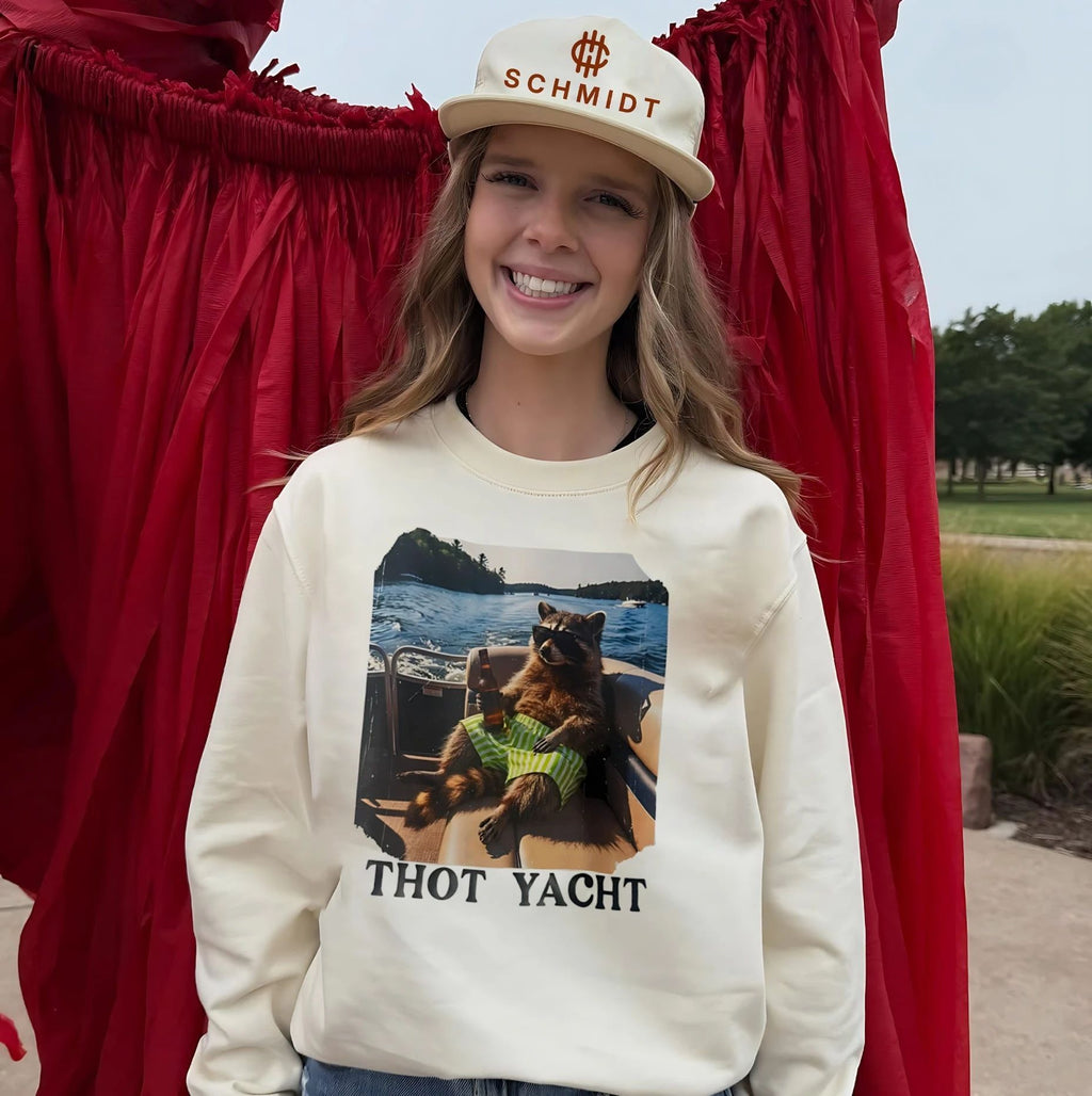 Raccoon relaxing on boat Thot Yacht shirt