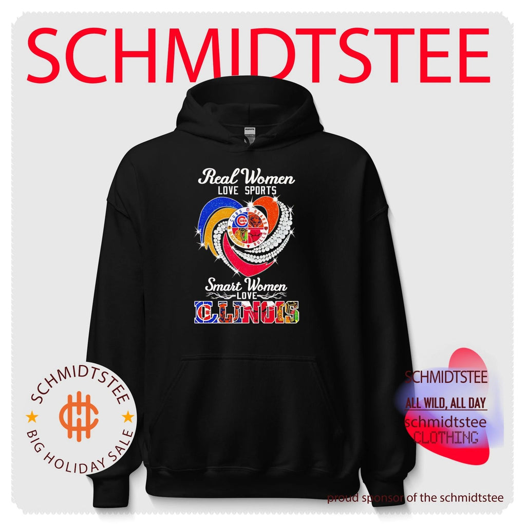 Real women love sports smart women love Illinios Chicago sports team logos shirt
