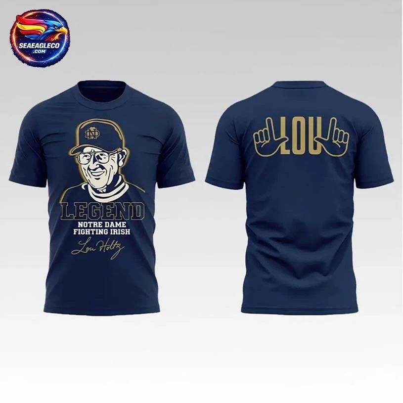 2026 Notre Dame Football Legend Lou Holtz Fighting Irish Two Sided Shirt