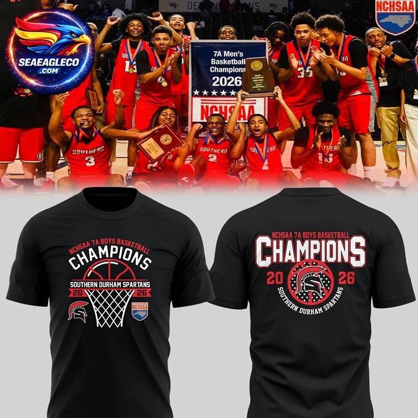 Southern Durham Spartans 7A Boys Basketball Champions 2026 Two Sided Shirt