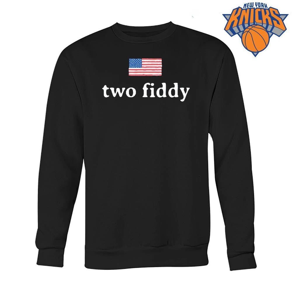 Two Fiddy US Flag Distressed Text Patriotic Shirt