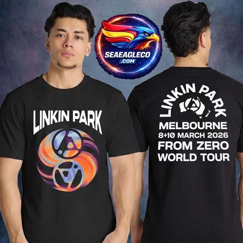 Linkin Park Melbourne Exclusive Event Tee From Zero World Tour 2026 At Rod Laver Arena In Melbourne AU On March 8 10 2026 Two Sided Shirt