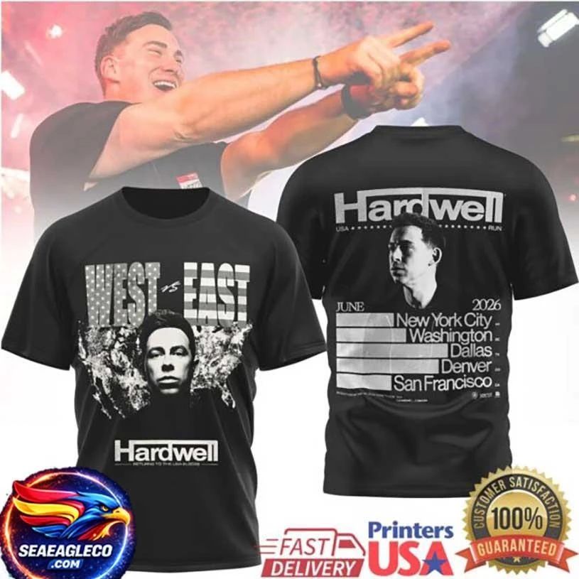 Hardwell West vs East USA Tour 2026 EDM Concert Two Sided Shirt