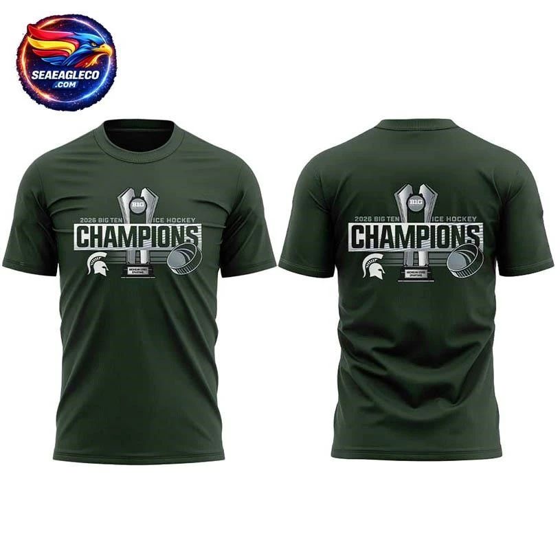 2026 Big Ten Ice Hockey Champions Michigan State Spartans Two Sided Shirt