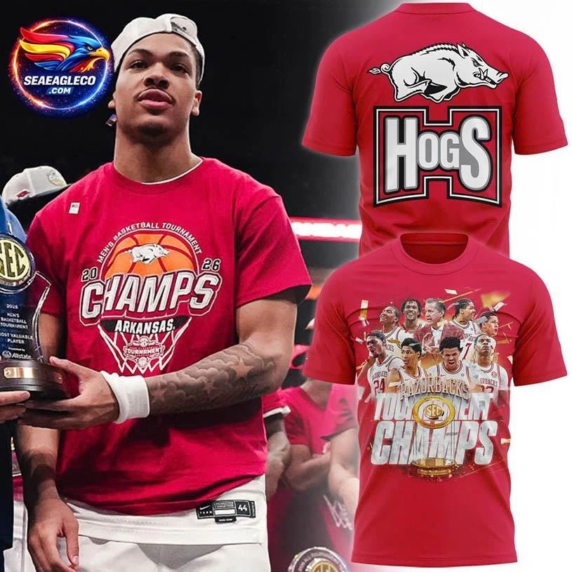 Arkansas Razorbacks 2026 SEC Men’s Basketball Tournament Champions 2026 Two Sided Shirt