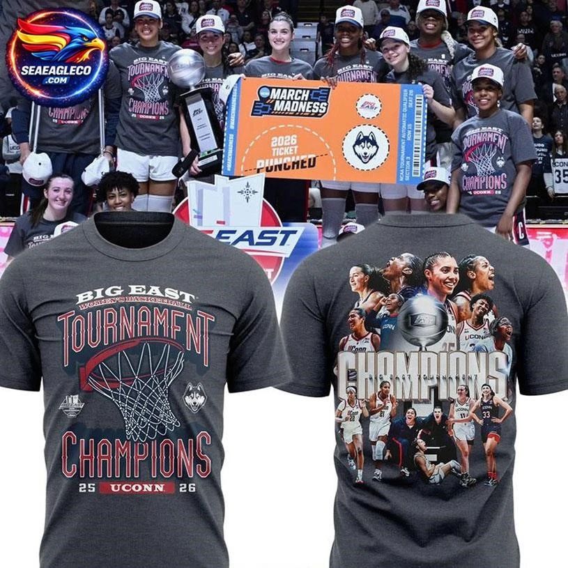 UConn Huskies WBB Big East Tournament Champions 2026 Two Sided Shirt