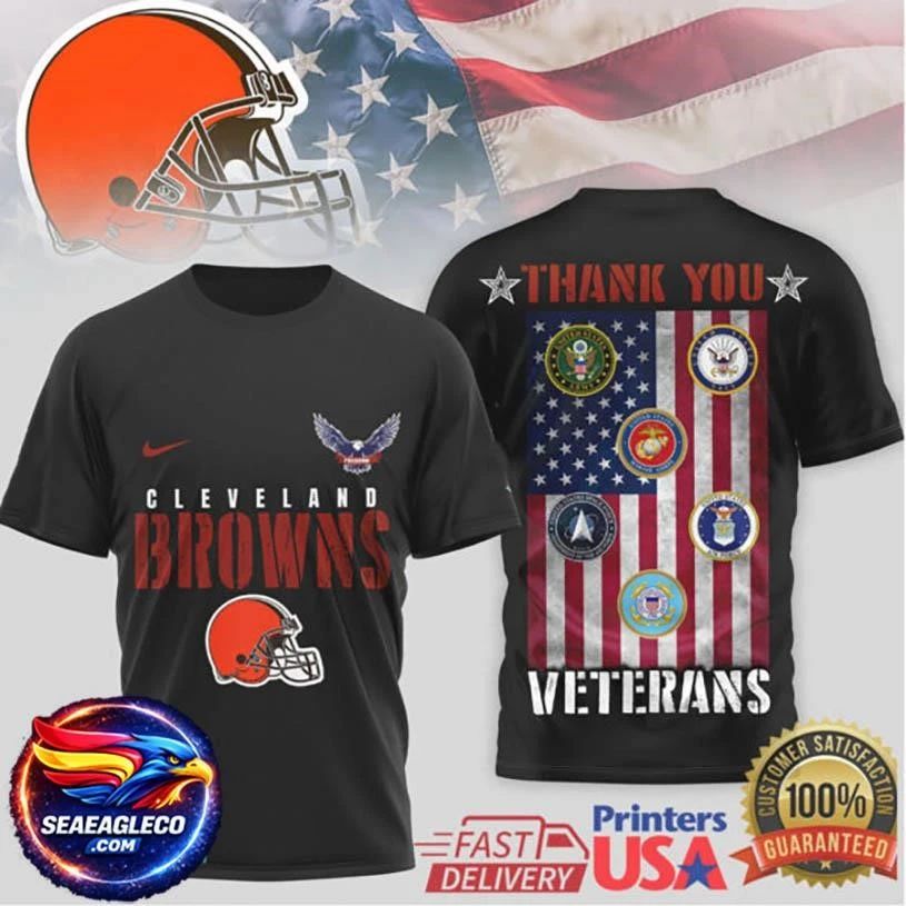 Cleveland Browns Military Appreciation Veterans Day Black Two Sided Shirt