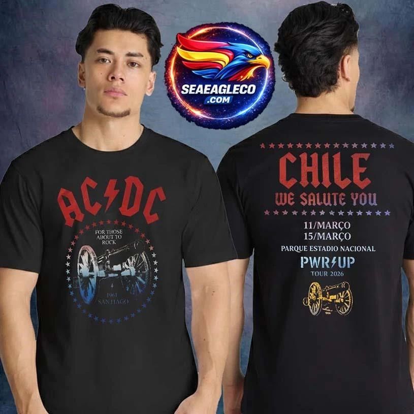 AC DC Chile Exclusive PWR Up Tour 2026 Two Sided Shirt