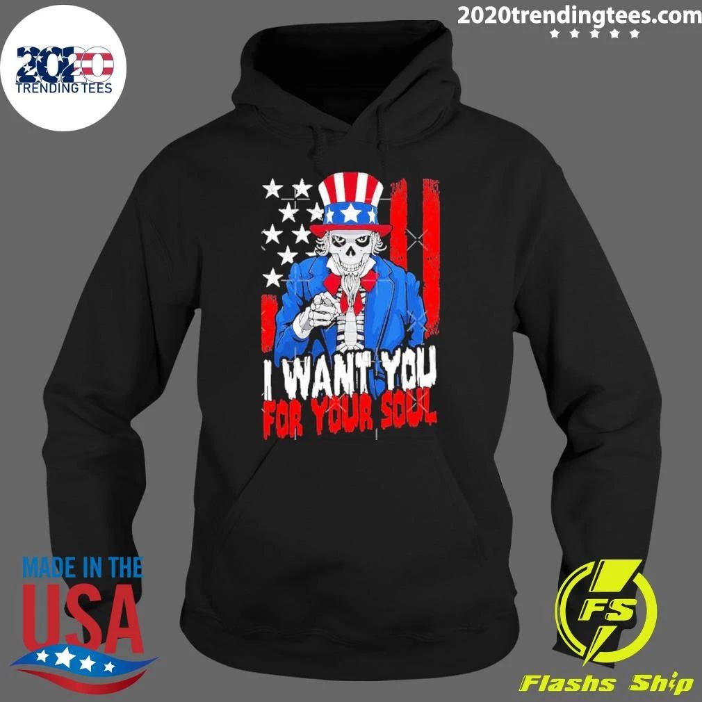 Patriotic Halloween Zombie Uncle Sam Want Soul USA I Want You For Your Soul Shirt