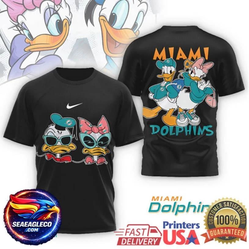 Miami Dolphins Donald & Daisy Duck Tropical Two Sided Shirt