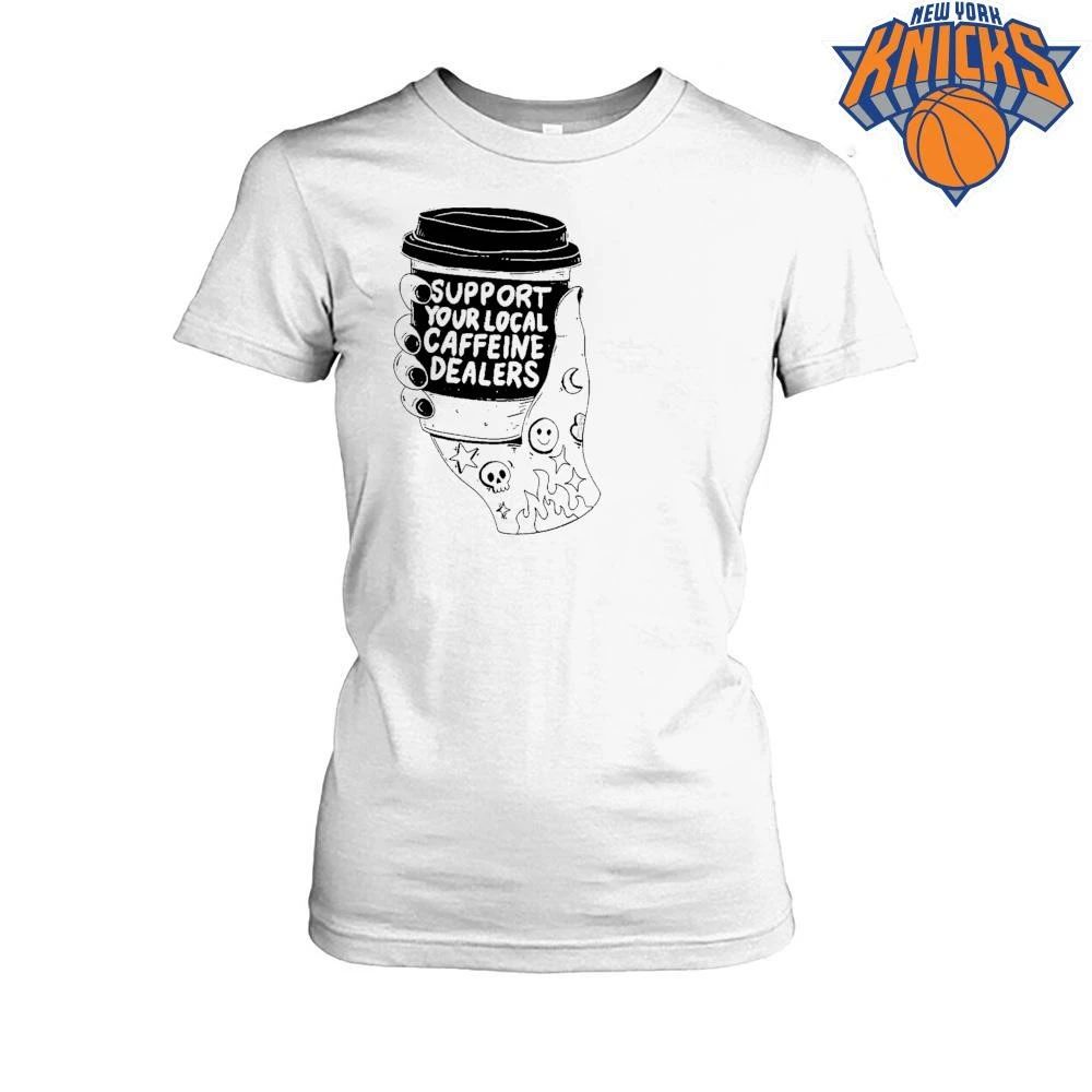 Support Your Local Caffeine Dealers Halloween Tattoo Hand Coffee Cup Gothic Shirt