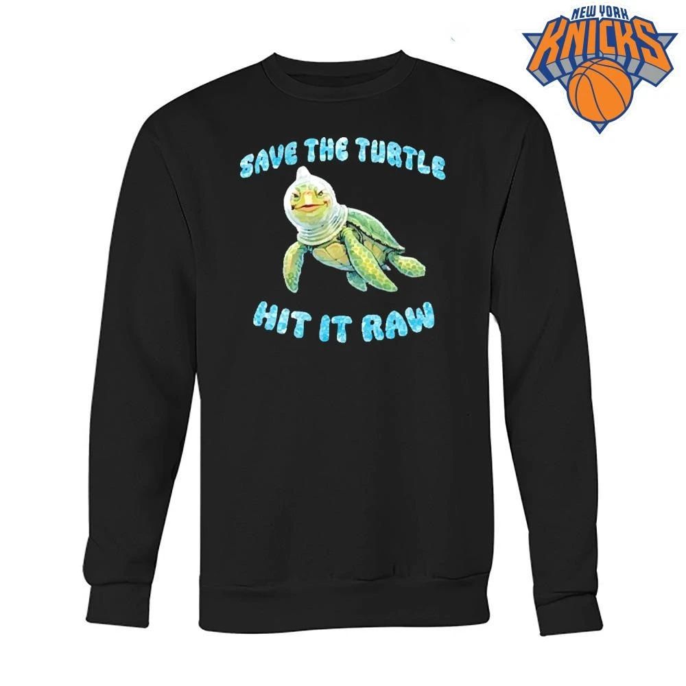 Save The Turtle Hit It Raw condom helmet marine life parody shirt