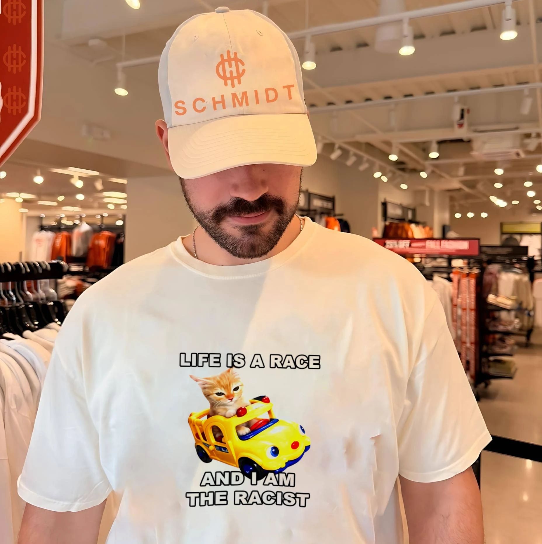 Funny Cat Driving Toy Car Life Is a Race and I Am the Racist shirt
