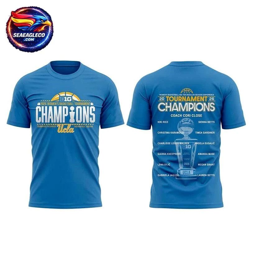UCLA Women’s Basketball 2026 Big Ten Regular Season Conference Championship Blue Two Sided Shirt