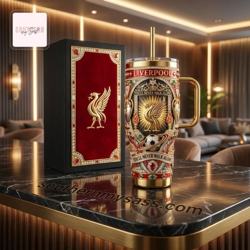 Liverpool FC 40oz Gold Jewel Luxury Insulated Tumbler With Handle