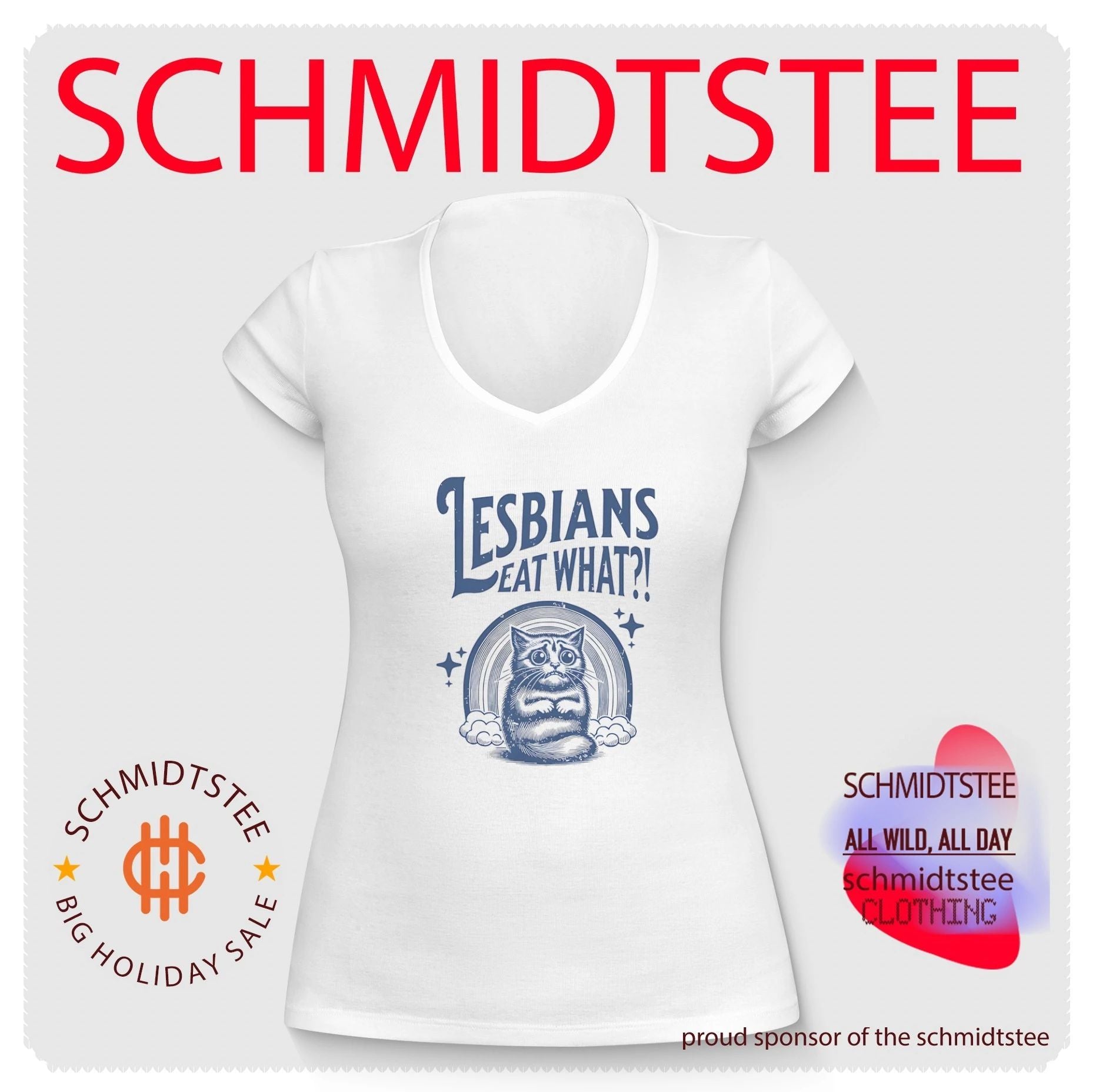 Lesbians Eat What Sad Cat Rainbow lesbian humor shirt