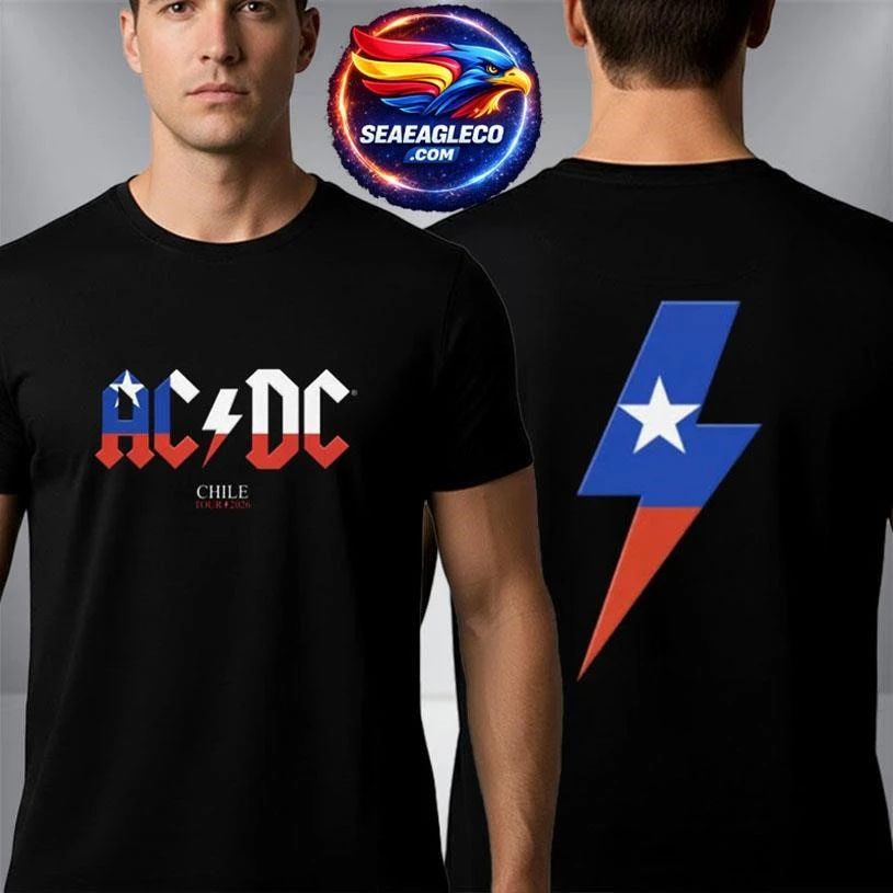 ACDC Chile 2026 Pwr Up Tour Merchandise Chile Flag Two Sided Shirt