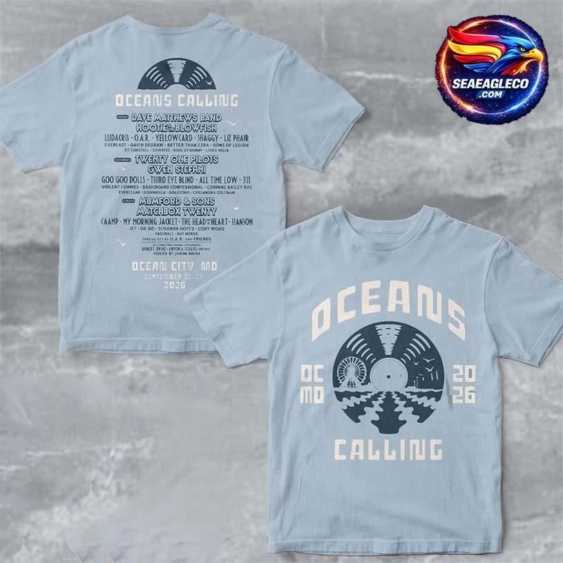 Oceans Calling 2026 Festival In Ocean City Maryland From September 25 To 27 2026 Record Lineup Two Sided Shirt