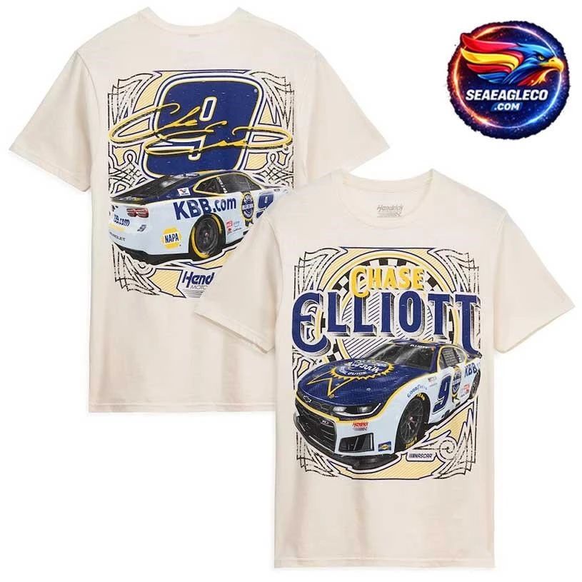 Chase Elliott Classic Ink Cream #9 Kelley Blue Book 2026 Two Sided Shirt