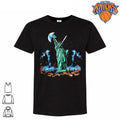Statue Of Liberty Laser Eyes Holding Cross Dark Gothic Aesthetic Synthwave shirt