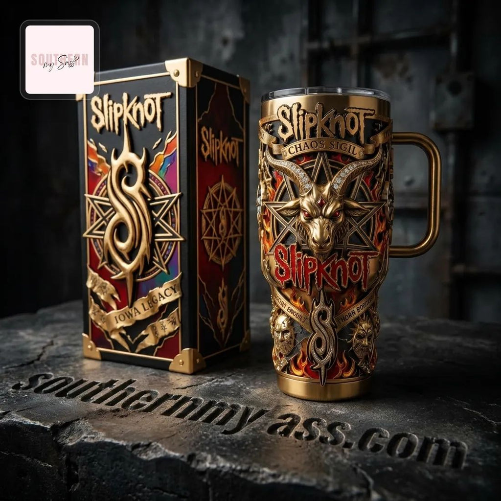 Slipknot 40oz Gold Insulated Heavy Metal Tumbler With Handle