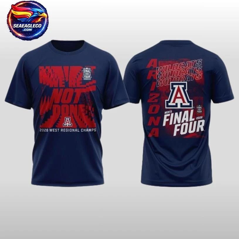 Arizona Wildcats Men’s Basketball 2026 West Regional Champions Two Sided Shirt