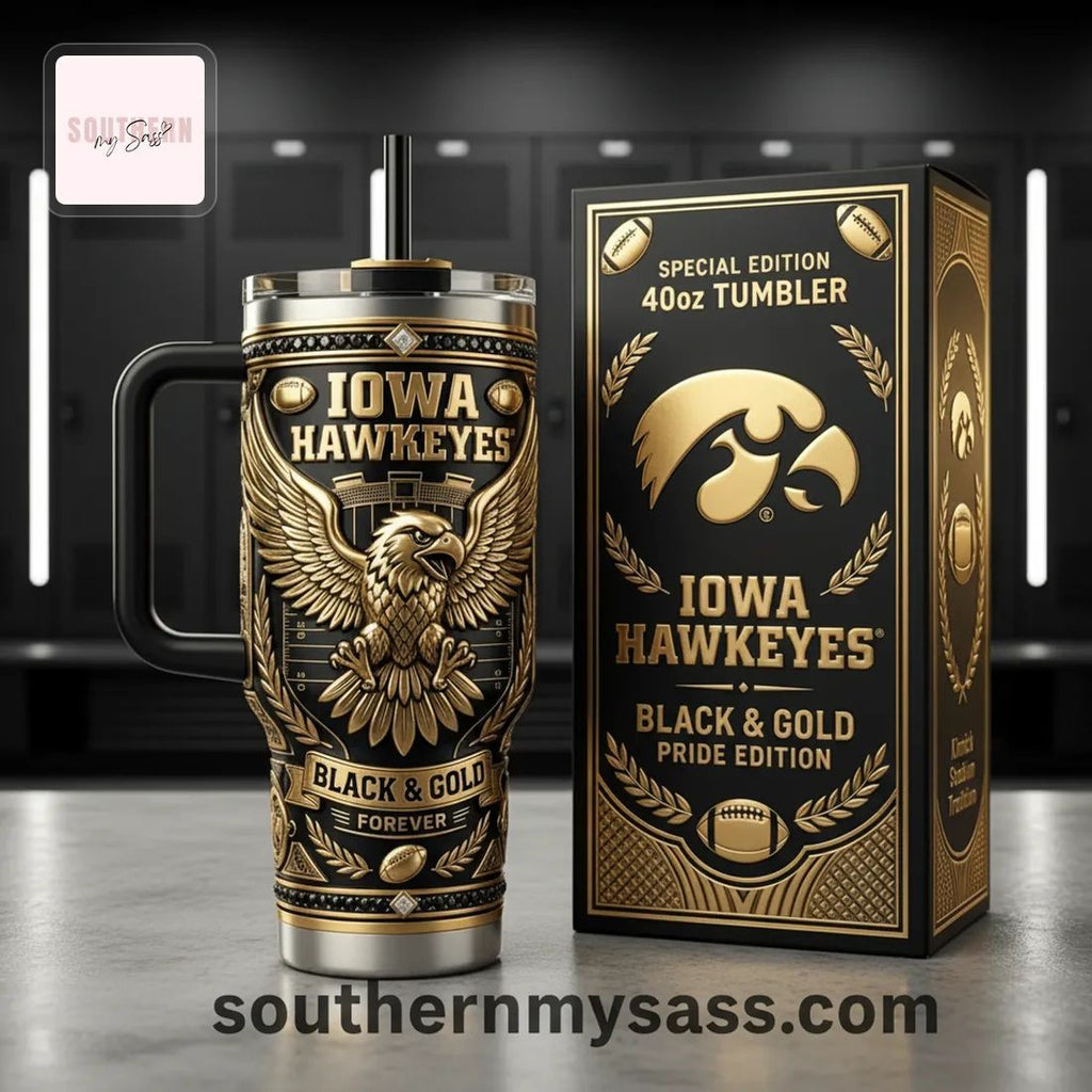 Iowa Hawkeyes Black & Gold Special Edition 40oz Tumbler With Handle