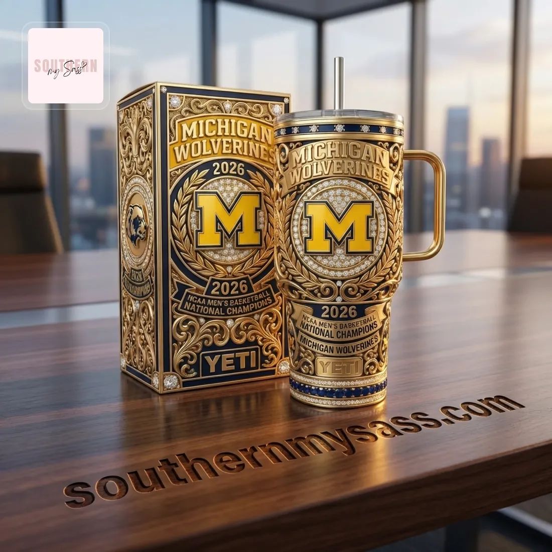 Michigan Wolverines 2026 NCAA Men’s Basketball National Champions Gold Tumbler