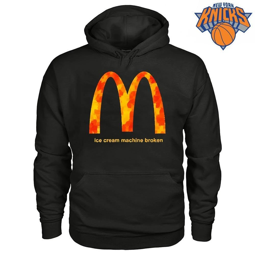 McDonalds Fire Ice Cream Machine Broken Meme Parody Distressed Graphic shirt