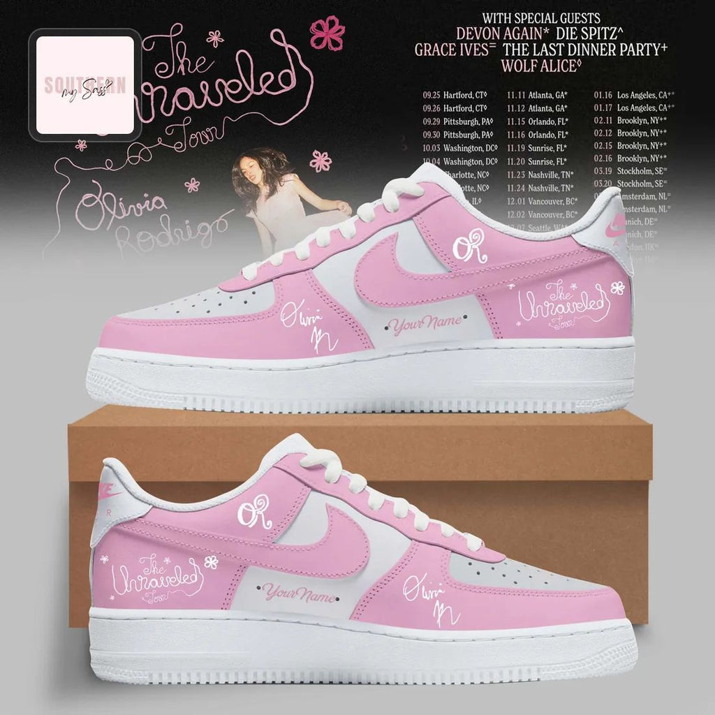Olivia Rodrigo The Unraveled Tour Personalized Pink Fan Air Force 1