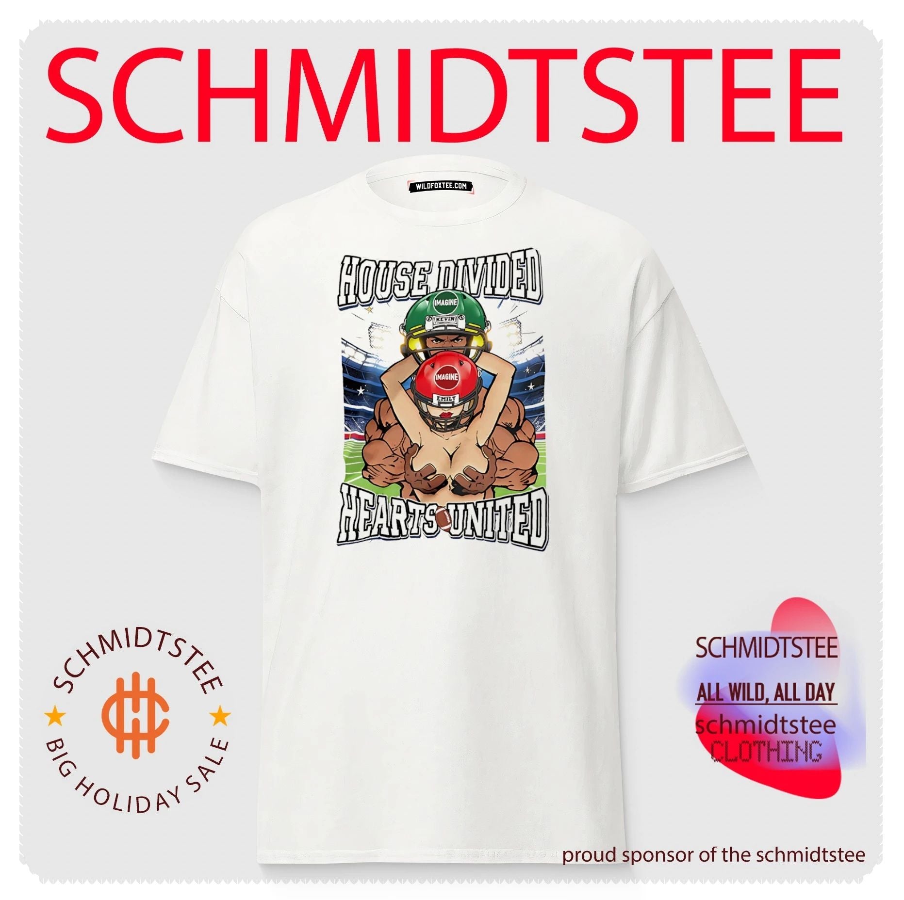 House divided hearts united football players illustration shirt