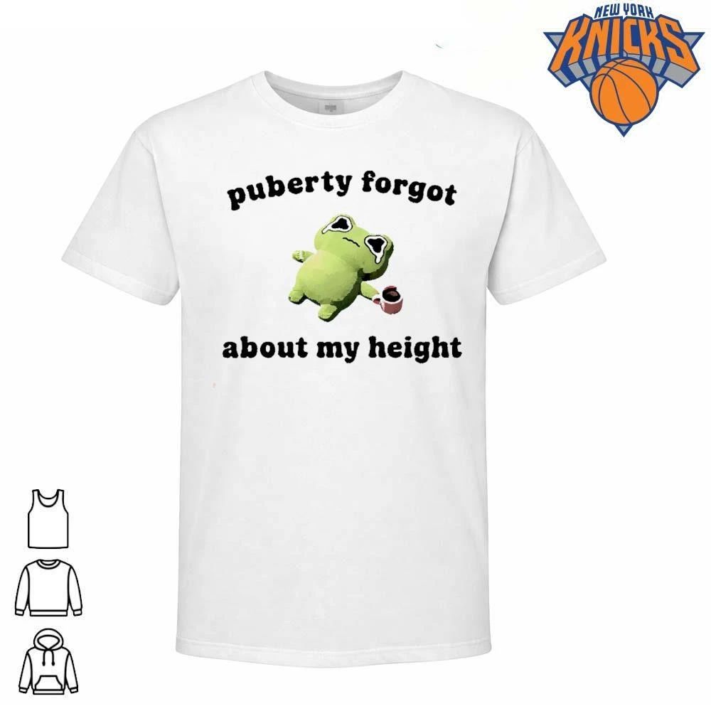 Puberty Forgot About My Height Sad Frog Drinking Coffee Funny Meme Shirt