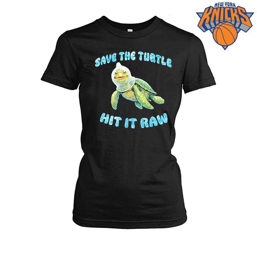 Save The Turtle Hit It Raw condom helmet marine life parody shirt
